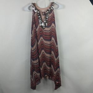 Free people womens sequins v-neck collar dress